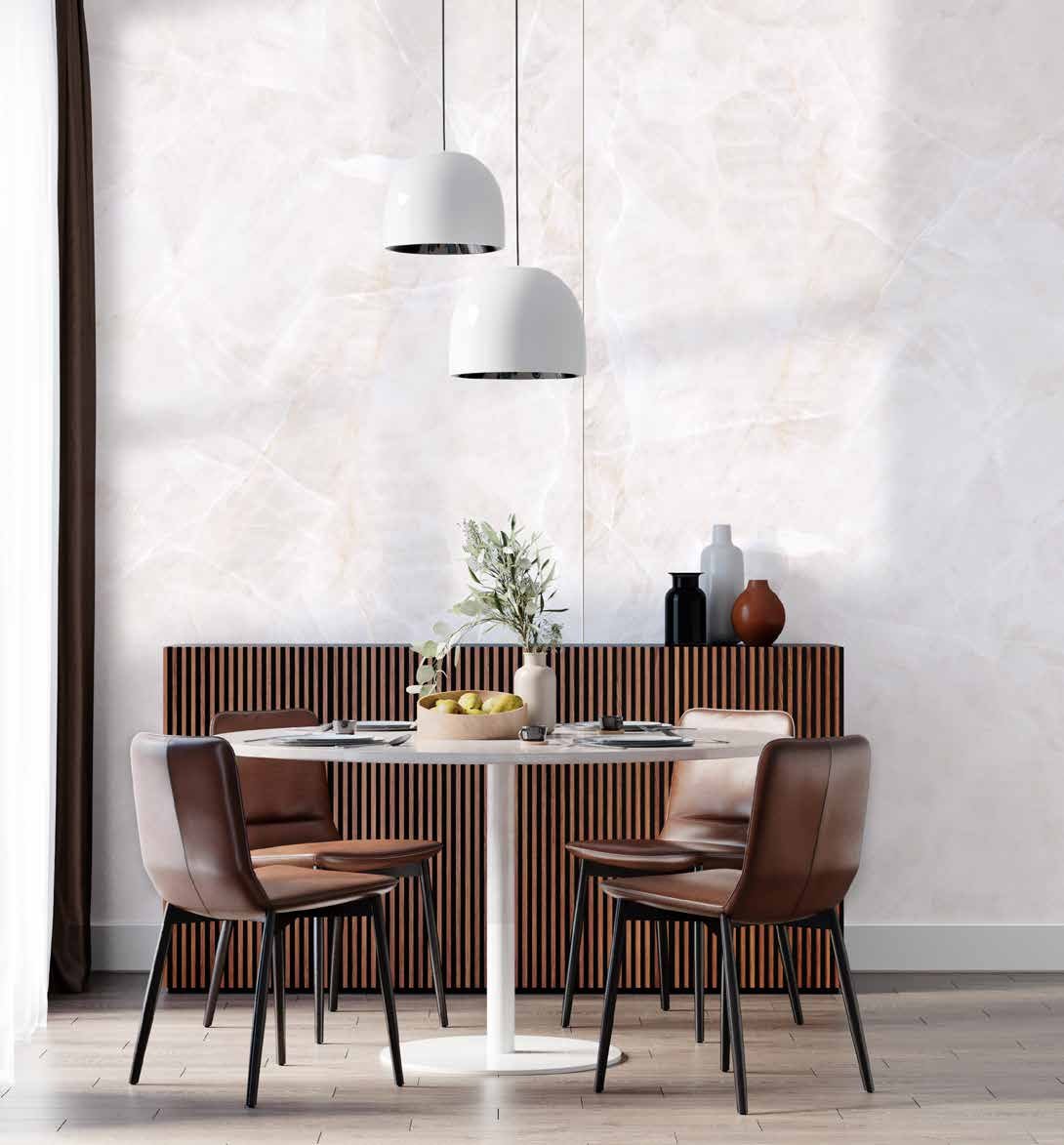 Room with Rocko R196 Ivory Onyx wall panels